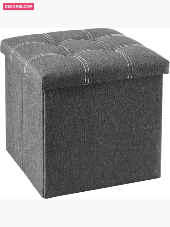 Other - 15" Storage Ottoman Cube, Foldable Storage Box with Padded Seat, 300lb Capacity
